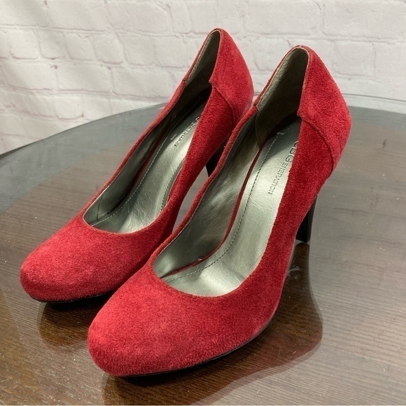 BCBGeneration Red Suede Leather round toe block heel pumps in size 7!new - Picture 15 of 17
